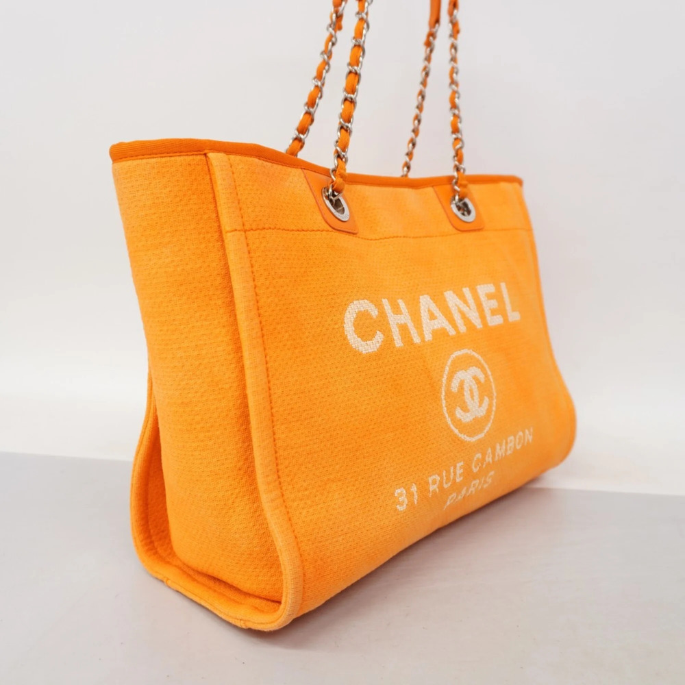 CHANEL Orange Canvas Deauville Tote Bag - Picture 2 of 11
